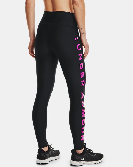 Damen HeatGear® Armour No-Slip Waistband Branded Full-Length-Leggings, Black, pdpMainDesktop image number 1